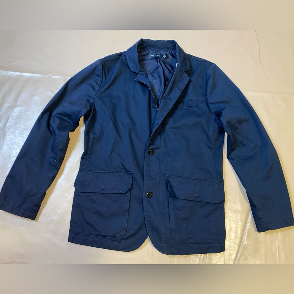 Nautica Blazer Coat weather button up weather jacket with outer & inner pockets